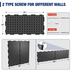 WORKPRO 3PACK Metal Pegboard Wall Organizer 16″x 32″ Heavy Duty Garage Peg Board