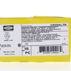 10 Hubbell Almond Tamper Resistant Commercial Duplex Receptacles 20A CR20ALTR