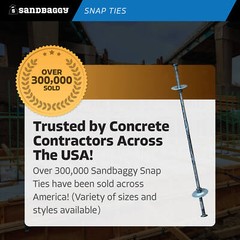 Sandbaggy 8″ x 1 ⅝” Standard Snap Ties for Concrete Forms – 1″ Cup Loose Washer
