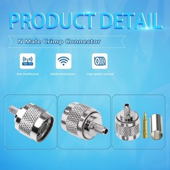 TUOLNK N Type Crimp Connector N Male Plug Adapter for RG58 RG142 50Ohm Low Lo…