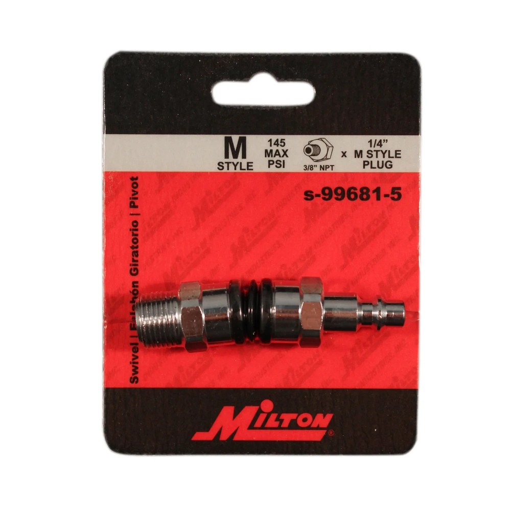 Milton s-99681-5 Variable Angle Swivel 3/8″ MNPT x M-Style Plug – 1EA S99681-5