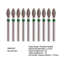 Multi-Use Dental Diamonds Football Egg Bur 368/023C Coarse Grit Friction Grip