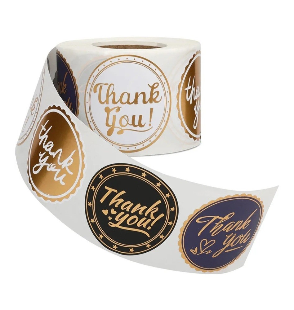 20 Count 2″ Round Thank You Foil Stickers