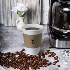 KTOB [50 pack] 12 oz Compostable Coffee Cups with Lids and Kraft Sleeves, Eco Fr