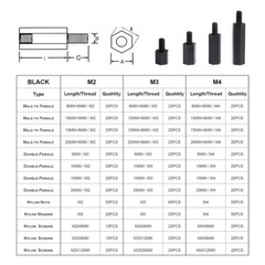 US M3 Male Female Plastic Nylon Hex Column Standoff Spacer Phillips Screw 320Pcs