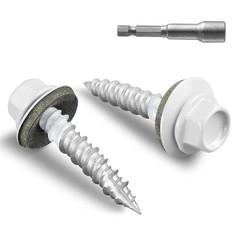 Metal Roofing Screws #10 × 1 Inch, 80pcs White Ruspert Coating Hex Head Roofi…