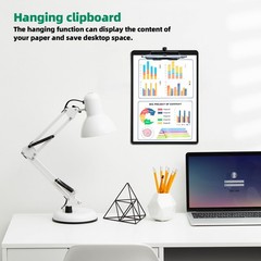 6 PCS Black Plastic Clipboard Pen Holder Low Profile Clip A4 Letter 8.5×11 In