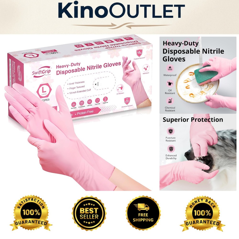 Ambidextrous Cherry Blossom Nitrile Gloves – 12 Inch, Latex-Free, Multi-Purpose