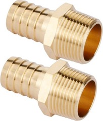 2pcs Brass Hose Barb Fitting, 3/4″ Barb x 3/4″ NPT Male, Adapter, NPT Male to…