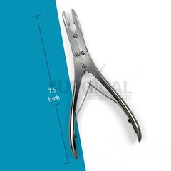 Set of 2 Pcs Ruskin Bone Rongeur 7.50″ Straight & Curved 5mm Bite Double Action
