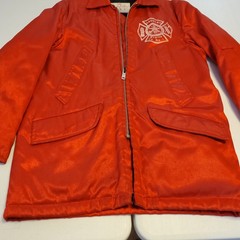 Vintage Ardsley New York Engine Co No. 1 Firefighter Jacket Coat Red USA w/ Hood
