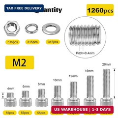 1260pcs M2 Screw Assortment kit, M2*4mm/6mm/8mm/10mm/12mm/16mm/20mm 304 Stainles