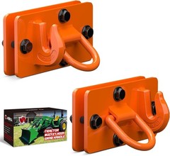 Forged Steel Bolt-On Tractor Bucket Hooks with Backer Plate – Orange, 2 Pack