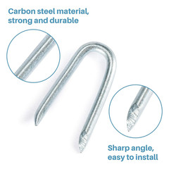 210 PCS U Fence Staples – Galvanized U Shaped Nails Heavy Duty Staples Fencing S