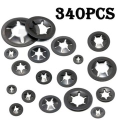 340pcs Internal Tooth Star Lock Spring Quick Washer Push On Speed Nut Assortment