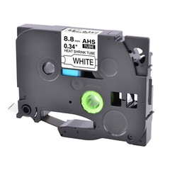 Black on White Heat-Shrink Tube Label Tape for Brother HSe-221 HSe221 8.8mm E500