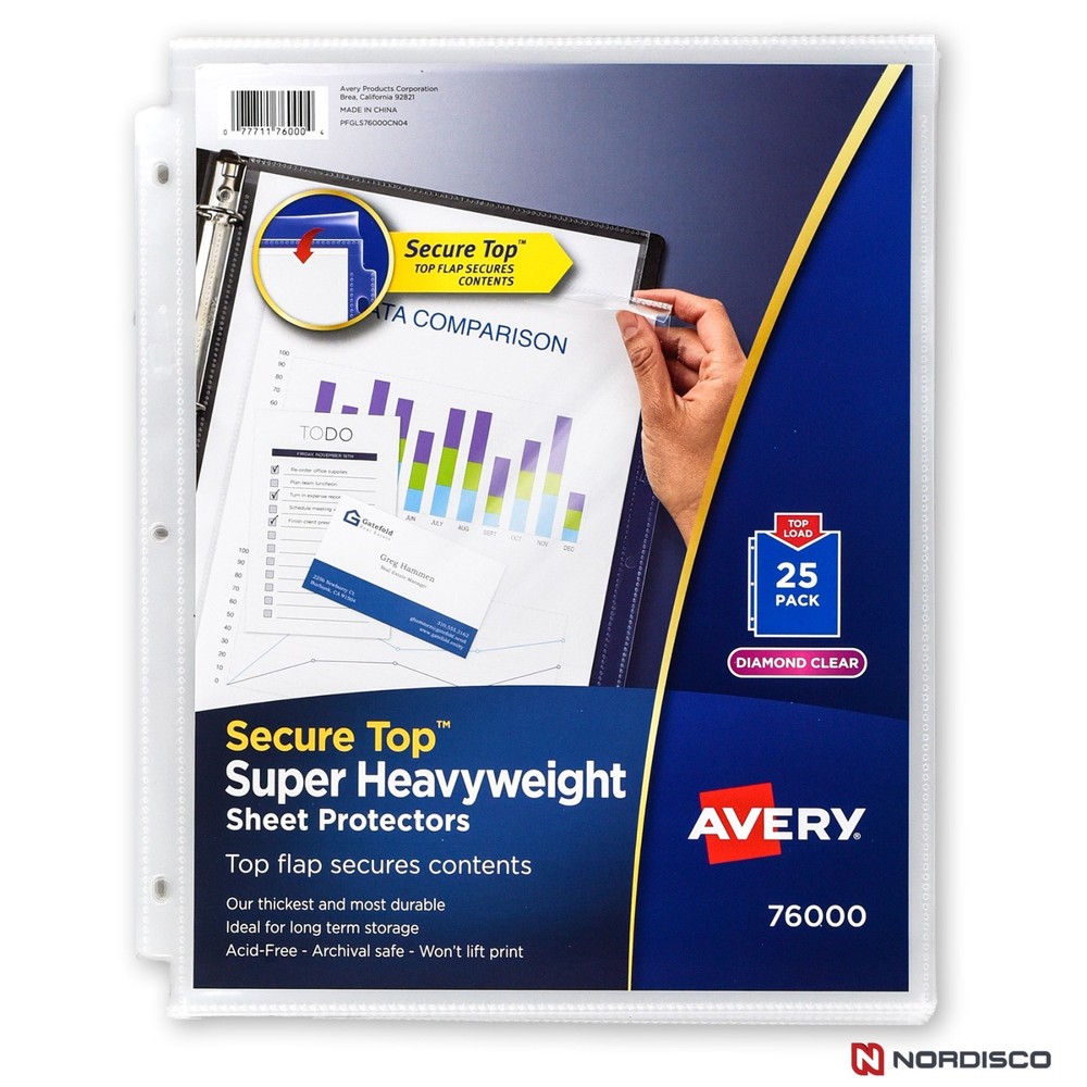 Avery 76000 Secure Top Super Heavyweight Sheet Protectors, Pack of 25