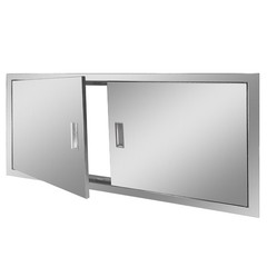 42W x 21H Inch Stainless Steel Outdoor Kitchen Access Door Double