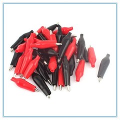 20pcs Black Red Soft Plastic Coated Testing Probe Aligator Clips Crocodile 28MM