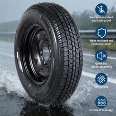 2-Pack ST175/80D13 Trailer Tire Rim 5 Lug 4.5 PCD Load C 6PR Black