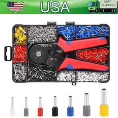 1200pcs Ferrule Crimping Tool Kit Self-adjustable Wire Crimper Pliers Terminal #