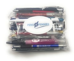 50ct Wholesale / Bulk Lot Misprint Ballpoint Ink Click Pens: Mixed Colors/Styles