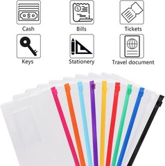 24 Sobres Plasticos con Cierre Reutilizables A6 10 Colores Oficina