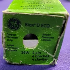 GE 97613 Biax D ECO 26W 4 Pin F26DBX/841/ECO4P P G24q-3 Base CFL Light Bulb -NOS