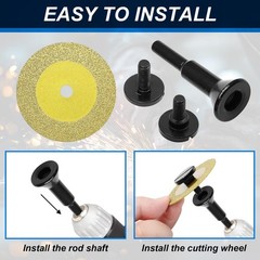 Jersvimc 2Pcs Diamond Die Grinder Cut Off Wheel with Mounting Mandrel, 2 Gold