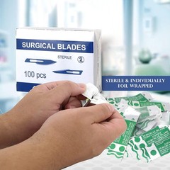 Box of 100 Sterile Surgical Blades #10 – Individually Foil Wrapped, Carbon Steel