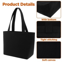 PercyEffie 6 Pack Black Canvas Tote Bags 12×8×4 Inch Reusable Medium,