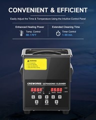 CREWORKS 2L Digital Ultrasonic Cleaner for Glasses Retainer Jewelry 200W Heater