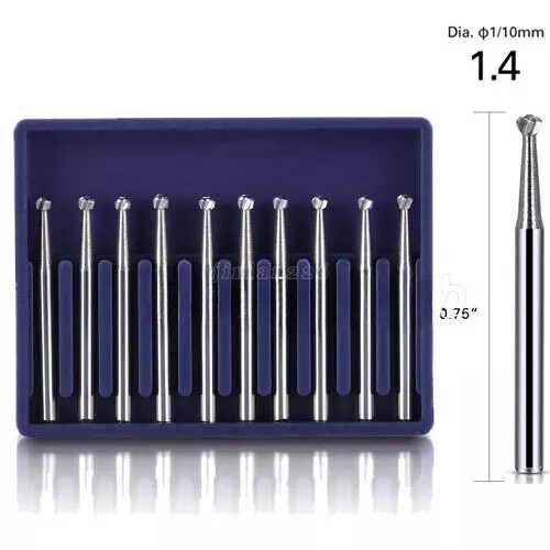 10Pcs Dental Tungsten Carbide Round Burs FG4 FG 1.6mm for High Speed Handpiece