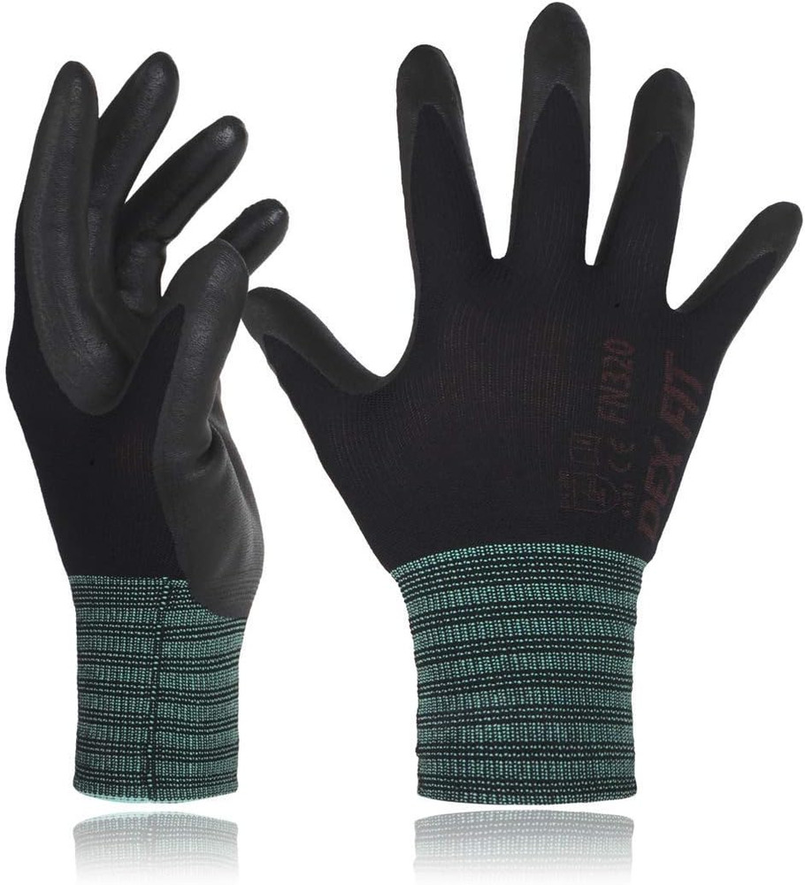Nylon Work Gloves FN320, 3D Comfort Fit, Power Grip, Lightweight & Breathable, T