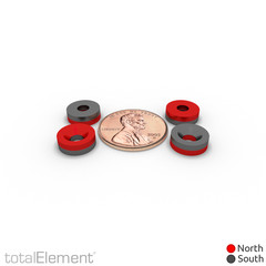 3/8 x 1/8 Inch Neodymium Countersunk Ring Magnets N42 with Black Epoxy (42 Pack)