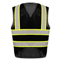 FX Class2 Hi-Vis Reflective Safety Vests with 6 Pockets and Zipper Front Black.
