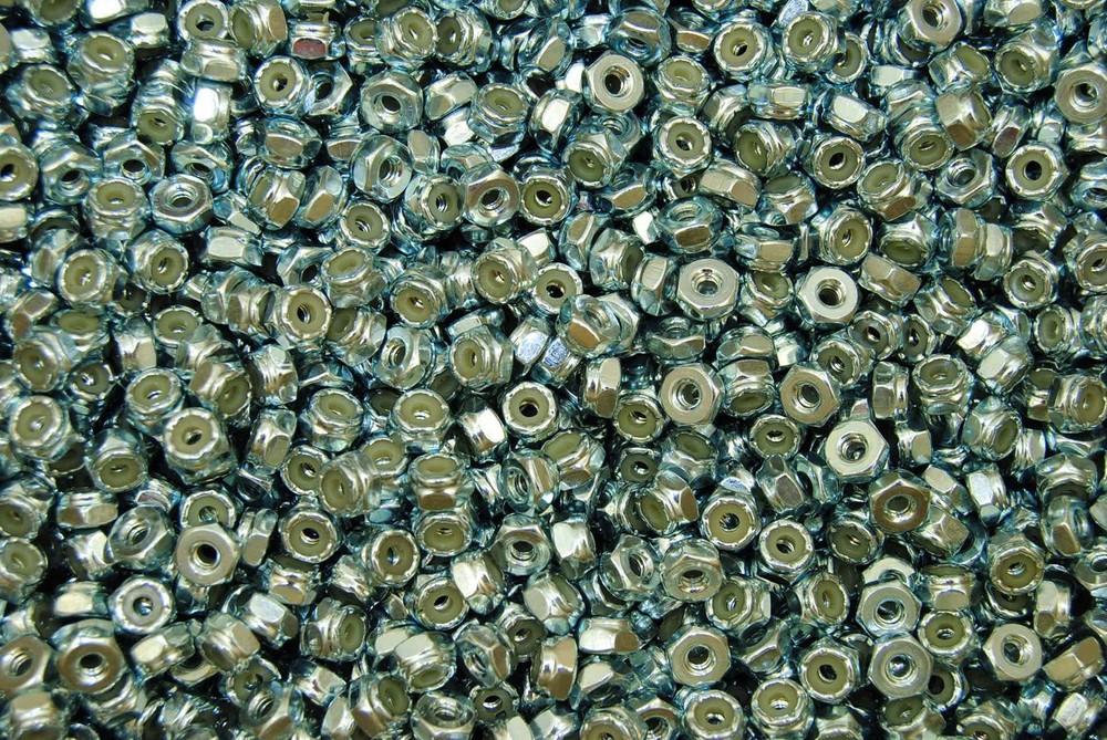 (1500) Nyloc #6 Hex Machine Nuts 6-32 Zinc Plated Nylock