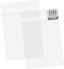 12×16 Inches Crystal Clear Sleeves, 100 Pack | Self Sealing Cellophane Bag, f…