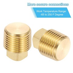 3/8″ NPT Brass Square Plug Fittings, 5Pcs Solid Thread Square Head Pipe Fitti…