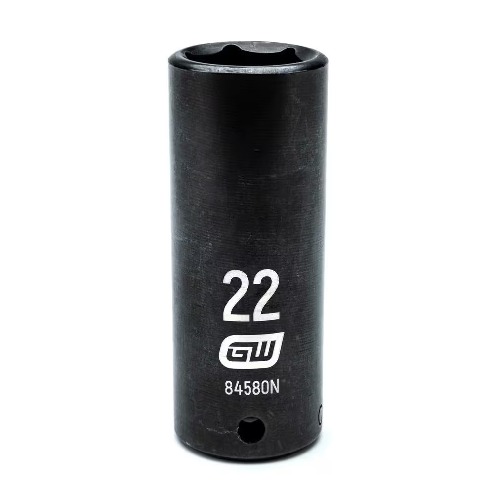 1/2 In. Drive 6 Point Metric Deep Impact Socket 22 Mm