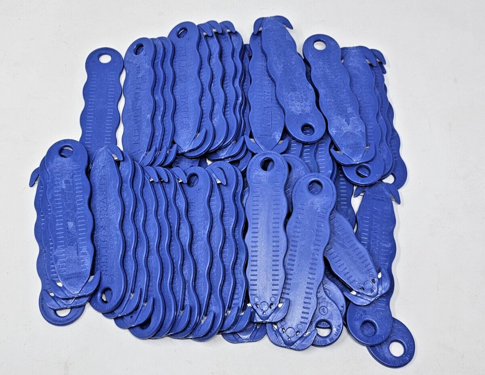 (50) Klever Kutter KCJ-1B Blue Safety Cardboard Box Cutters