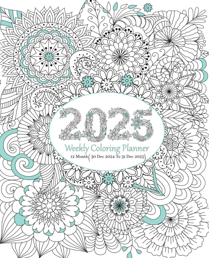 2025 Weekly Coloring Planner 12 Month(30 Dec 2024 To 31 Dec 2025): with Federal