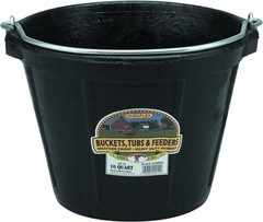 Little Giant Pail Heavy Duty Black Rubber Bucket For Livestock 10 Quart – 2 Pack