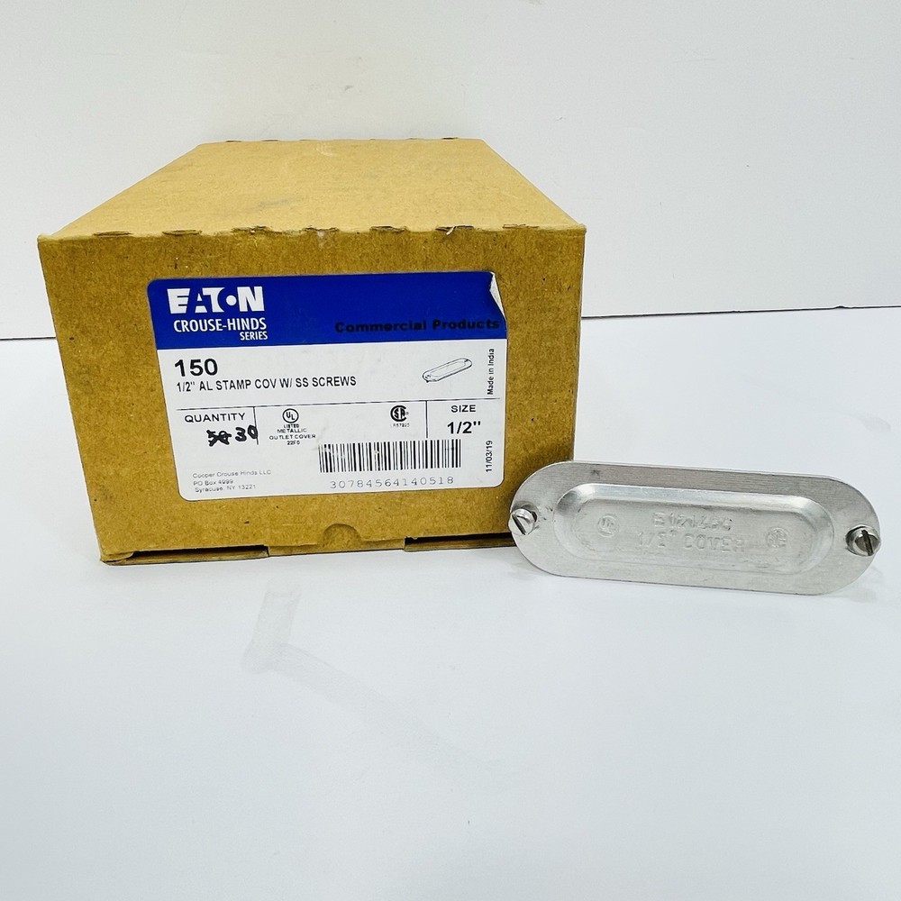 Qty 30 Eaton Crouse-Honda 150 1/2” AL Stamp Conduit Body Covers Series-5 ~NEW~