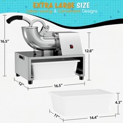 Snow Cone Machine Shaved Ice, 500LB/H Commercial Ice Crusher Shaved Ice Machi…