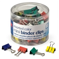 Mini Binder Clips 60 Count Assorted Colors Storage Tub 1/4 Inch Capacity Metal