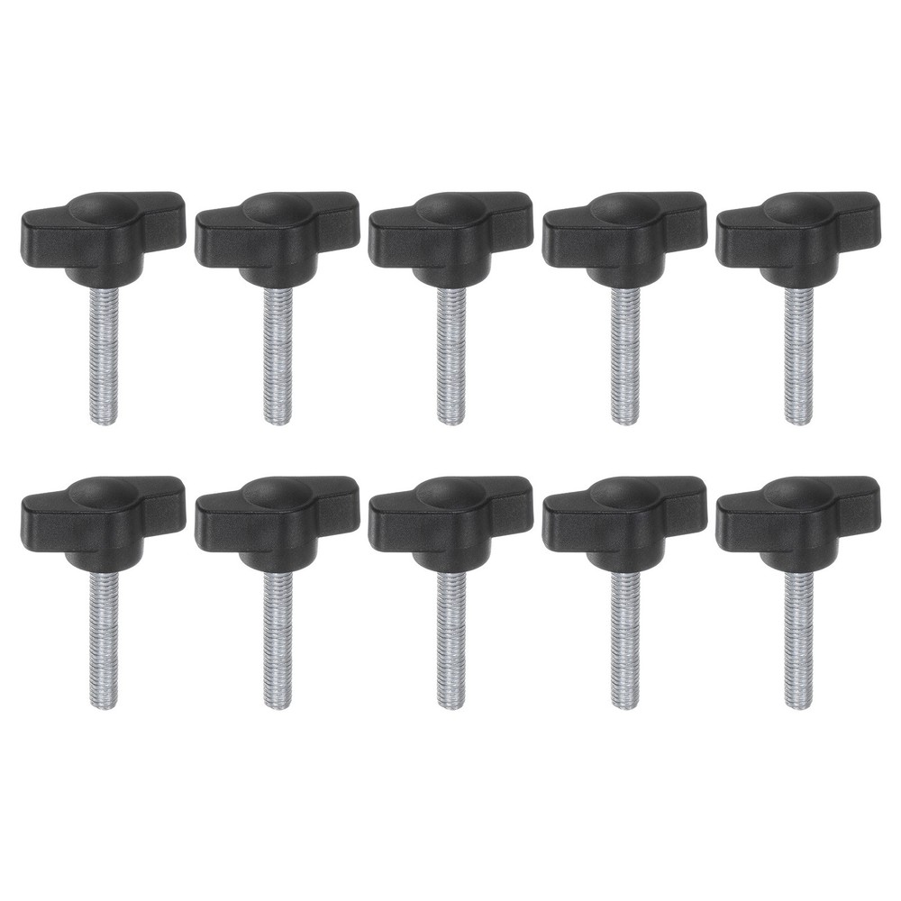 10pcs M5 x 25mm Male Thread T/Z Wing Knobs Thumb Screw Clamping Knobs Grip Black