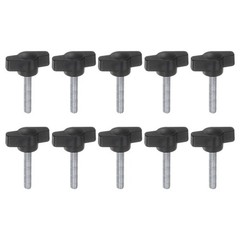 10pcs M5 x 25mm Male Thread T/Z Wing Knobs Thumb Screw Clamping Knobs Grip Black