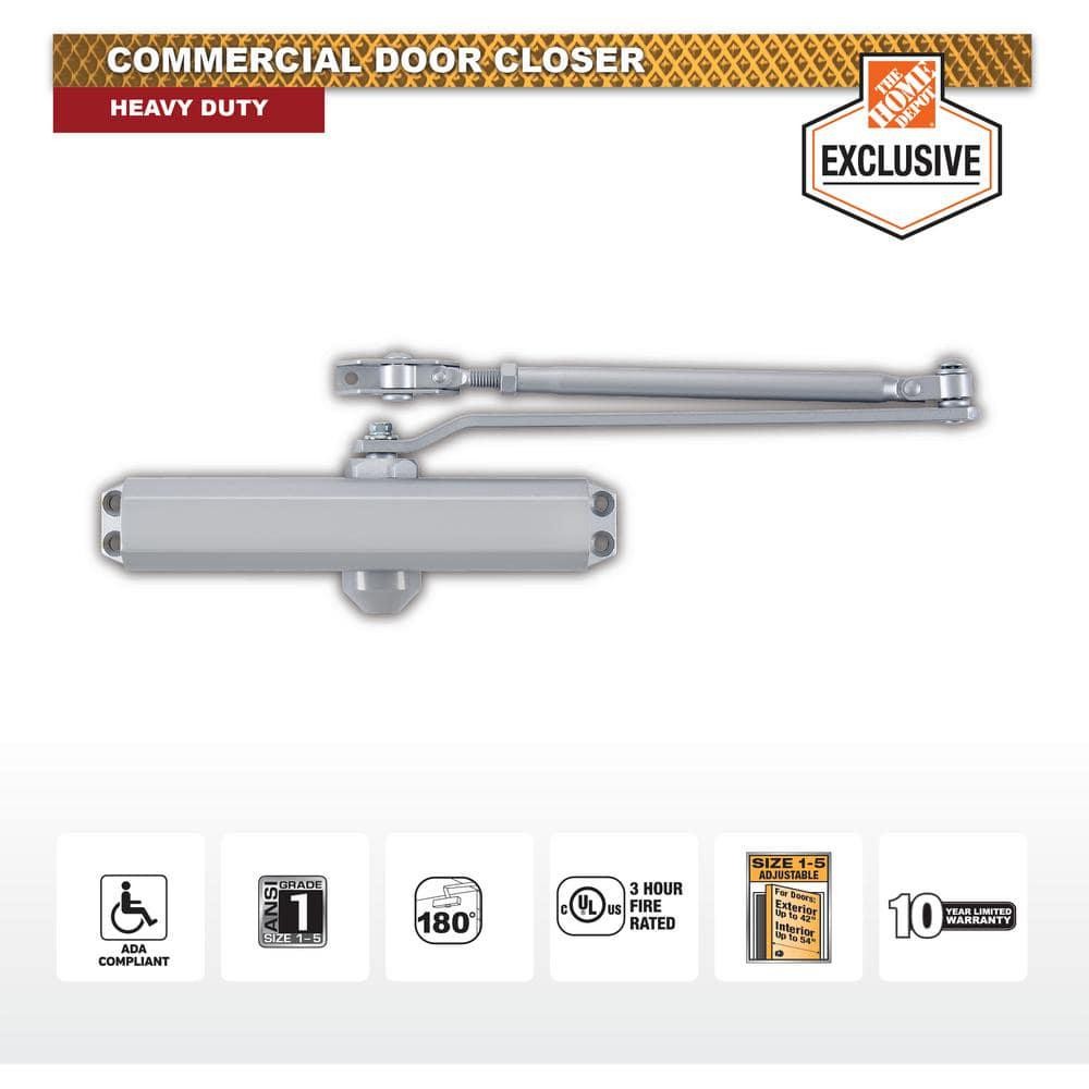 Size 1-5 Heavy Duty Commercial Door Closer – 3 Mounting Styles – ANSI Grade 1, –