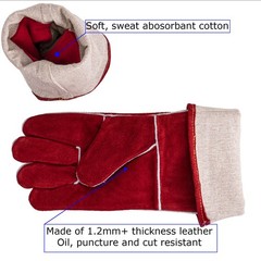 16inc Premium Leather Welding Gloves Heat Resistant Safety Work Heavy Duty Large